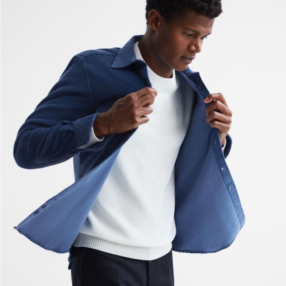 Reiss - Men’s Blue Corduroy Overshirt - Picture 5 of 14